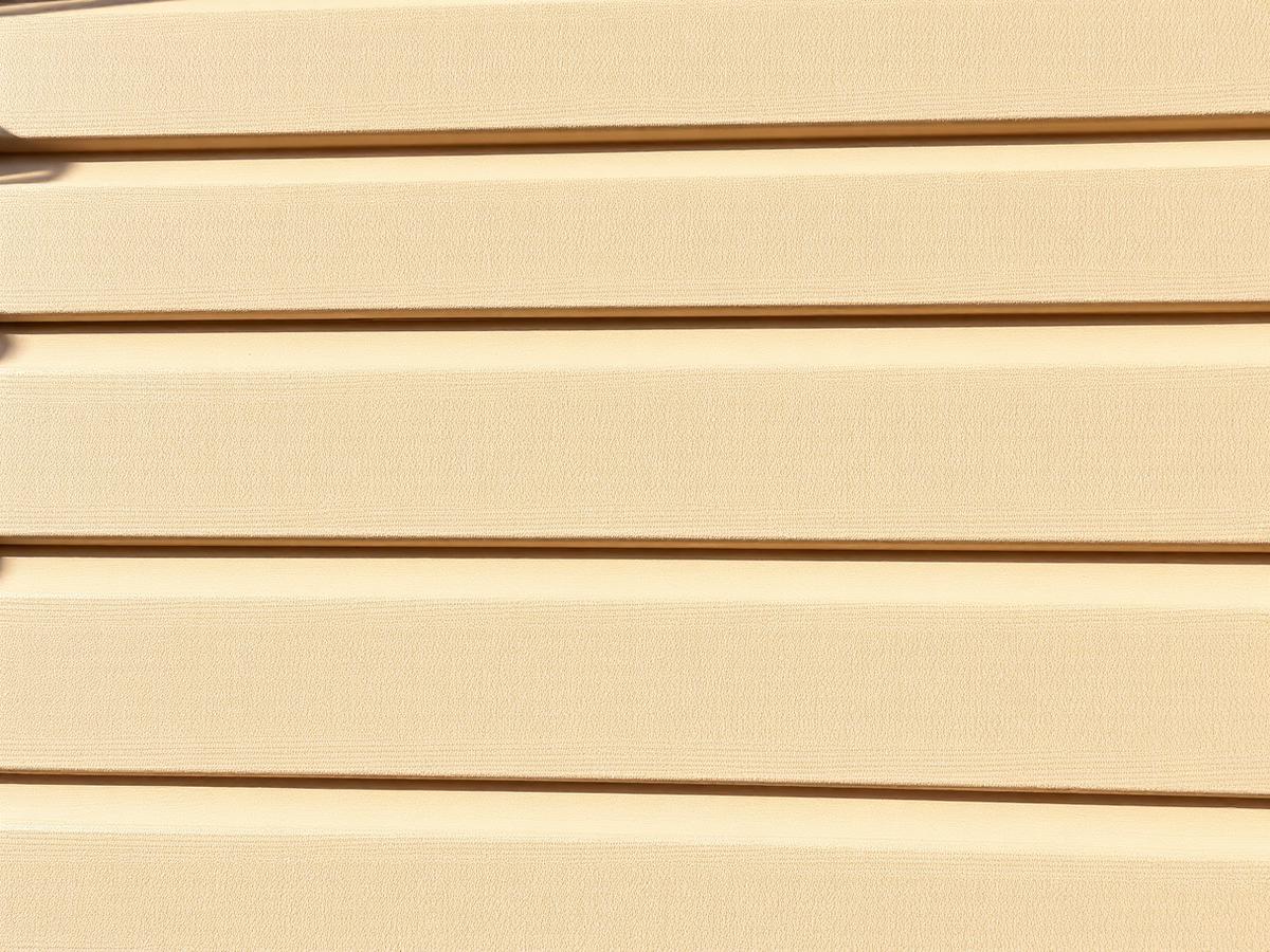 Detail of warm cream vinyl weatherboard cladding